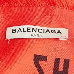 Balenciaga Red Logo Silk Square Scarf 