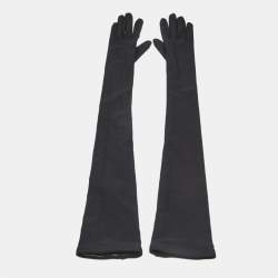Pre Owned Balenciaga Black Jersey Opera Finger Gloves M
