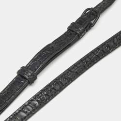 Balenciaga Black Croc Embossed Leather Adjustable Shoulder Bag Strap