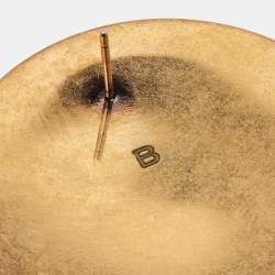 Pre Owned Balenciaga Earp Fabric Gold Tone Round Button Earrings 