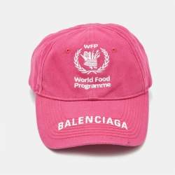 Pre Owned Balenciaga Pink WFP Embroidered Cotton Baseball Cap L