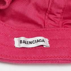 Pre Owned Balenciaga Pink WFP Embroidered Cotton Baseball Cap L