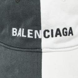 Pre Owned Balenciaga White/Black Logo Embroidered Cotton 50/50 Baseball Cap L