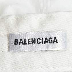 Pre Owned Balenciaga White/Black Logo Embroidered Cotton 50/50 Baseball Cap L