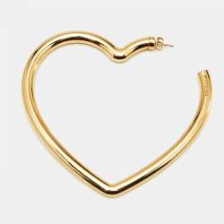 مملوكة مسبقًا Balenciaga Heart Gold Tone Single Hoop Earring