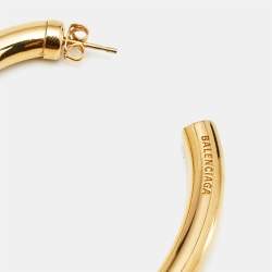 Pre Owned Balenciaga Heart Gold Tone Single Hoop Earring