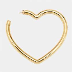 Pre Owned Balenciaga Heart Gold Tone Single Hoop Earring