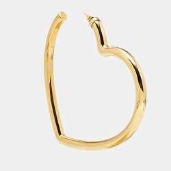 Pre Owned Balenciaga Heart Gold Tone Single Hoop Earring