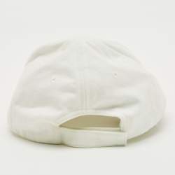 Pre Owned Balenciaga White Logo Embroidered Cotton Baseball Cap L