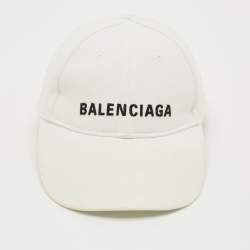 Pre Owned Balenciaga White Logo Embroidered Cotton Baseball Cap L