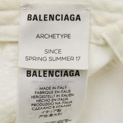Pre Owned Balenciaga White Logo Embroidered Cotton Baseball Cap L