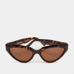 Pre Owned Balenciaga Tortoiseshell Brown BB0270S Cat Eye Sunglasses