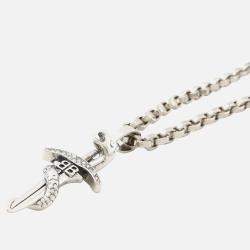 Pre Owned Balenciaga Goth Snake Sword Necklace Metal Rhinestone