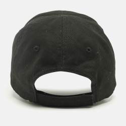 Pre Owned Balenciaga Black Logo Print Cotton Baseball Cap L