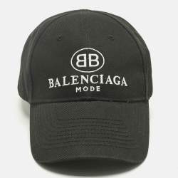 Pre Owned Balenciaga Black Logo Print Cotton Baseball Cap L