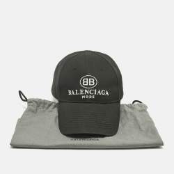 Pre Owned Balenciaga Black Logo Print Cotton Baseball Cap L