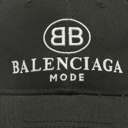 Pre Owned Balenciaga Black Logo Print Cotton Baseball Cap L