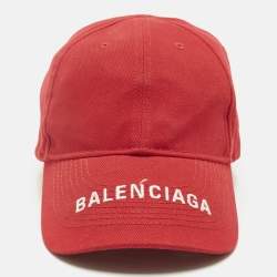 Pre Owned Balenciaga Red Logo Embroidered Cotton Baseball Cap L
