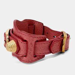 مملوكة مسبقًا Balenciagna Leather Red Giant Bracelet