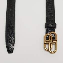 Pre Owned حزام بالنسياغا جلد أسود منقوش بكروكوديل 70 سم