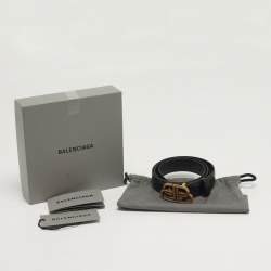 Pre Owned حزام بالنسياغا جلد أسود منقوش بكروكوديل 70 سم