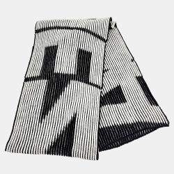 مملوكة مسبقًا وشاح بالنسياجا صوف أسود/أبيض