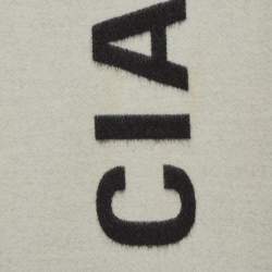 Pre Owned Balenciaga Black Logo Wool Reversible Scarf