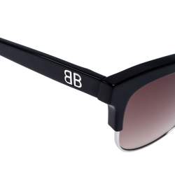Pre Owned Balenciaga Black Gradient BA 144 Half Rim Sunglasses