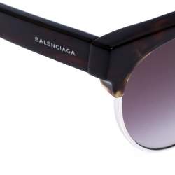 Pre Owned Balenciaga Brown Tortoise Gradient BA 127 Half Rim Cat Eye Sunglasses