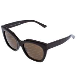 Pre Owned Balenciaga Brown Diagonal Logo Print Cat Eye Sunglasses