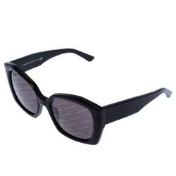 Pre Owned Balenciaga Black Logomania Square Sunglasses