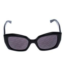 Pre Owned Balenciaga Black Logomania Square Sunglasses