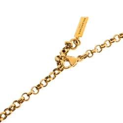 Balenciaga Continuity Bow Round Pendant Gold Tone Necklace