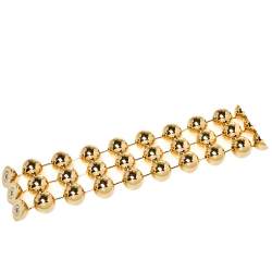 Pre Owned Balenciaga Gold Tone Triple Ball Layered Link Bracelet S