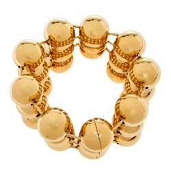 Pre Owned Balenciaga Gold Tone Triple Ball Layered Link Bracelet S