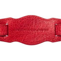 Pre Owned Balenciaga Red Leather Arena Giant Studded Rose Gold Tone Bracelet