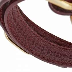Pre Owned Balenciaga Arena Giant Burgundy Leather Triple Tour Bracelet S