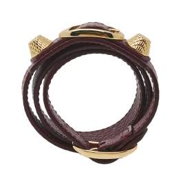 Pre Owned Balenciaga Arena Giant Burgundy Leather Triple Tour Bracelet S
