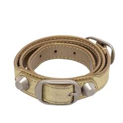 Balenciaga Metallic Gold Leather Triple Tour Arena Bracelet M