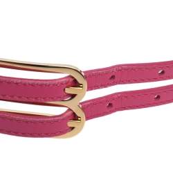Pre Owned Balenciaga Pink Leather B Buckle Belt 85 CM