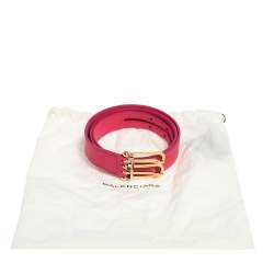 Pre Owned Balenciaga Pink Leather B Buckle Belt 85 CM