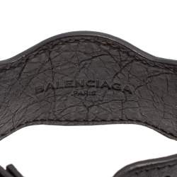 Pre Owned Balenciaga Black Leather Arena Giant Studded Gold Tone Bracelet