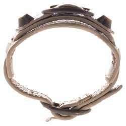 Pre Owned Balenciaga Aged Gold Tone Beige Leather Giant Bracelet
