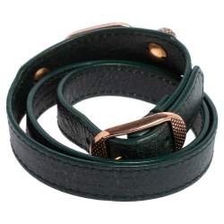 Pre Owned Balenciaga Arena Giant Green Leather Triple Tour Bracelet M