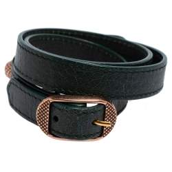 Pre Owned Balenciaga Arena Giant Green Leather Triple Tour Bracelet M