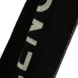 Pre Owned Balenciaga Monochrome Logo Intarsia Knit Cashmere & Wool Stole