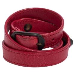 Pre Owned Balenciaga Arena Giant Red Leather Classic Triple Tour Bracelet S