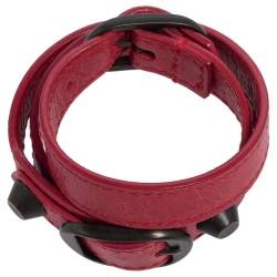 Pre Owned Balenciaga Arena Giant Red Leather Classic Triple Tour Bracelet S