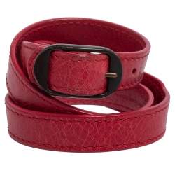 Pre Owned Balenciaga Arena Giant Red Leather Classic Triple Tour Bracelet S