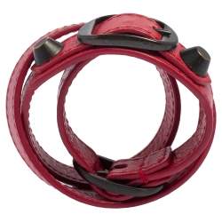 Pre Owned Balenciaga Arena Giant Red Leather Classic Triple Tour Bracelet S